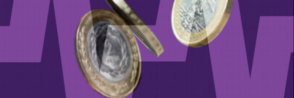 Euro coins falling down